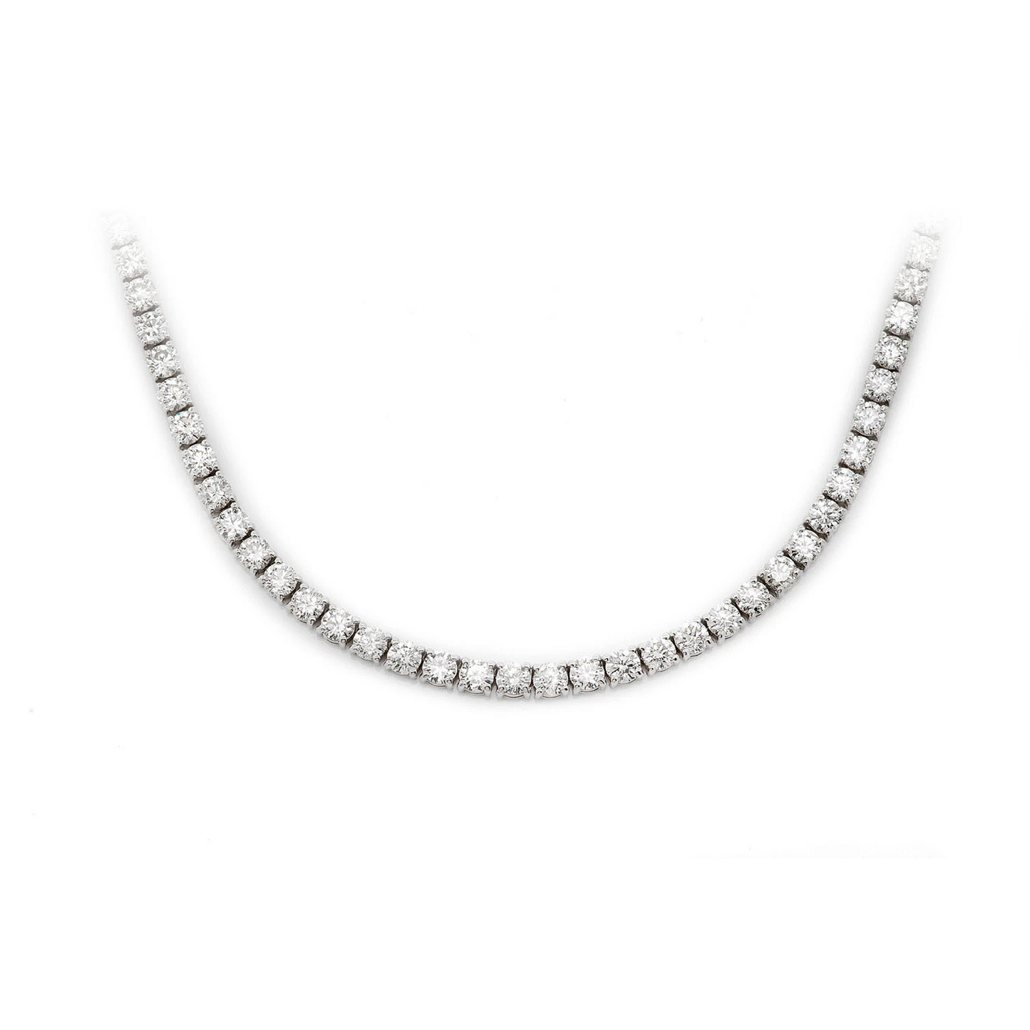 Prong Diamond Tennis Necklace in 14K white gold, 12pt / 20.00ctw, front view