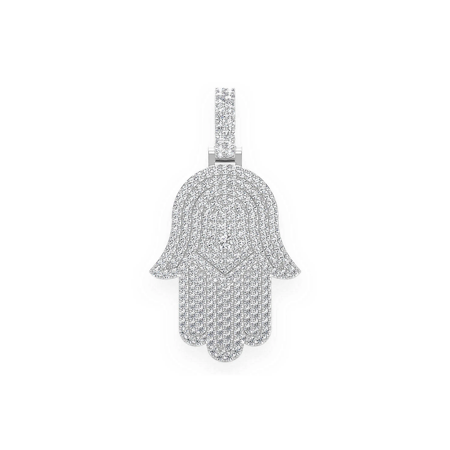 Pavé Hamsa Diamond Pendant in 14K white gold, Signature | 2.00ctw, front view