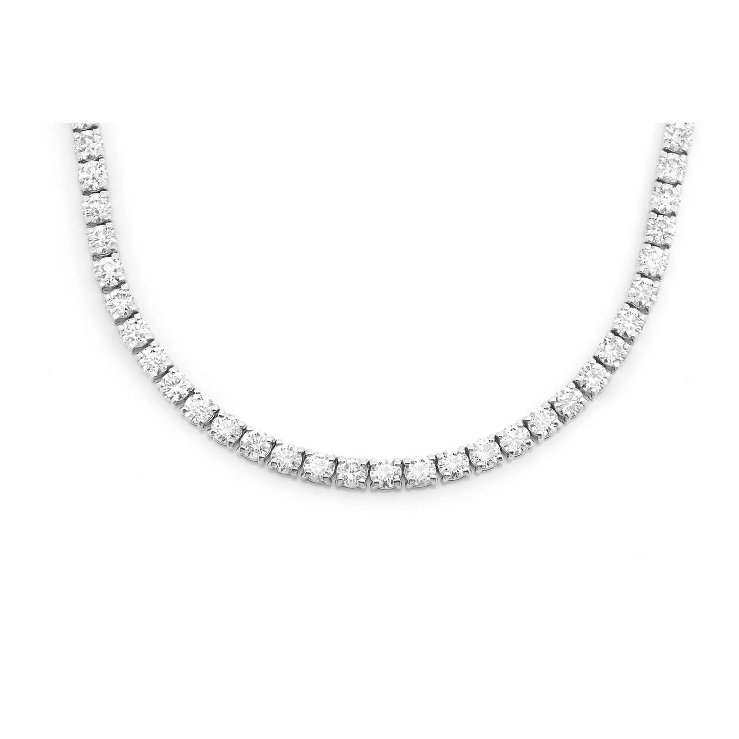 Prong Diamond Tennis Necklace in 14K white gold, 15pt / 22.00ctw, front view