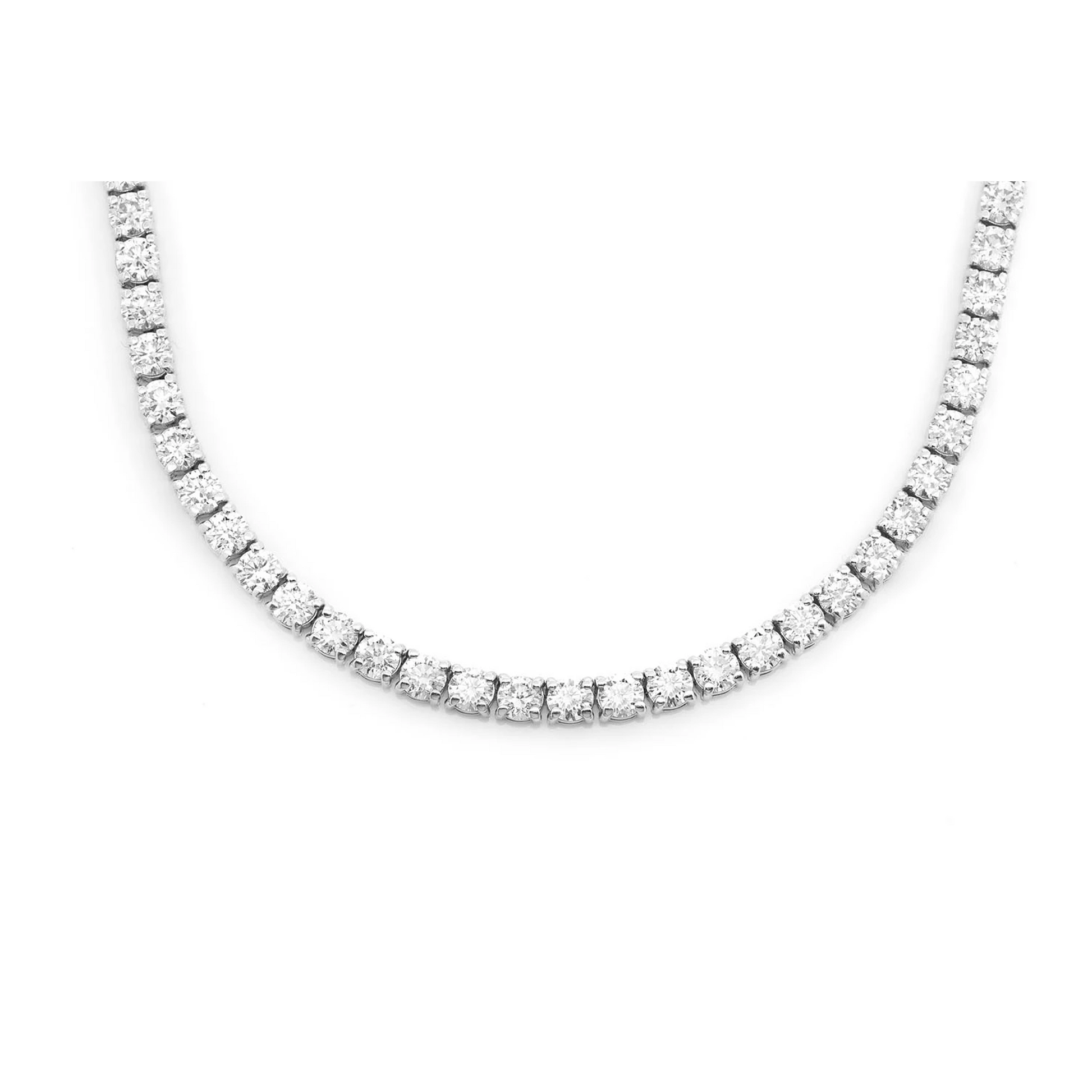 Prong Diamond Tennis Necklace in 14K white gold, 15pt / 22.00ctw, front view