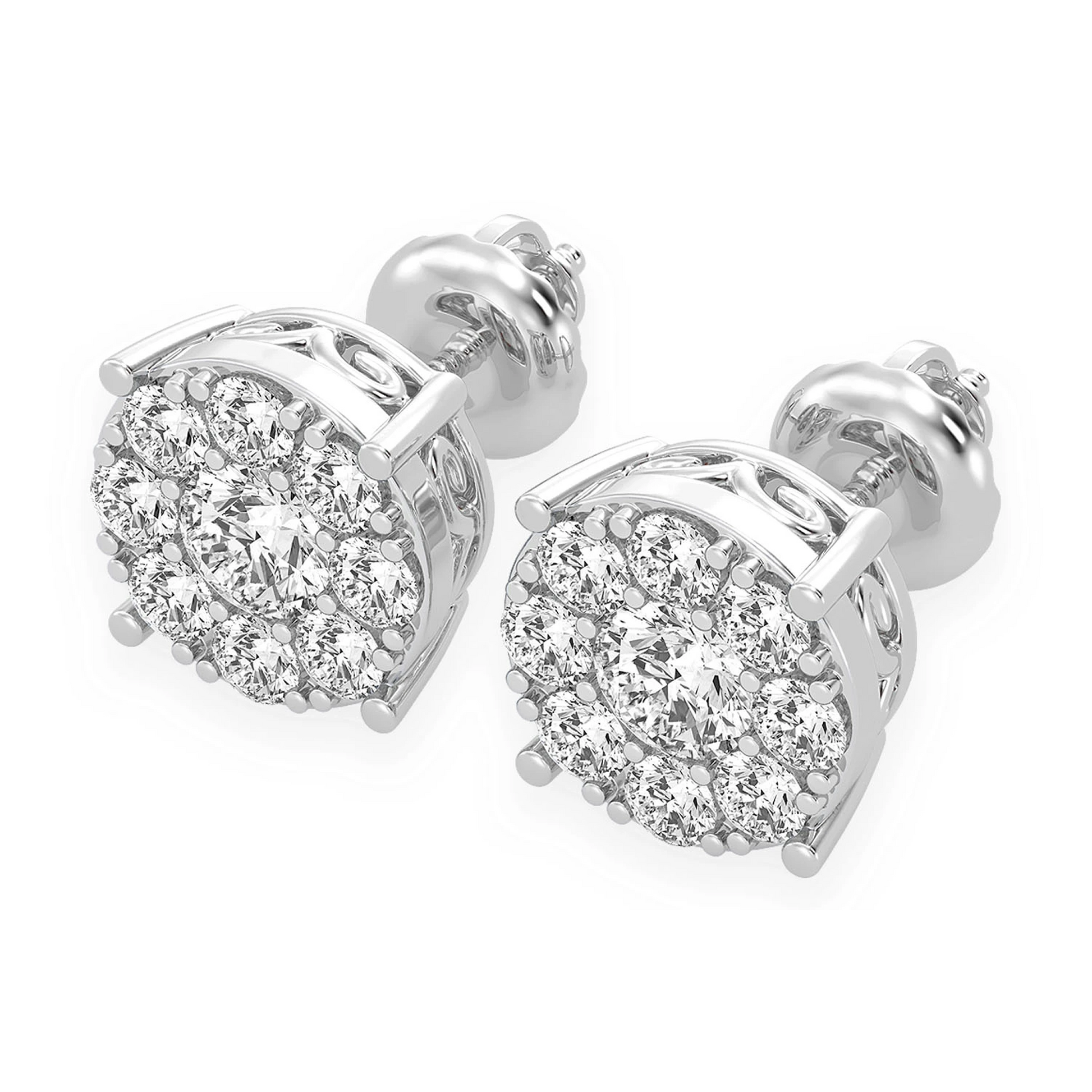 Mosaic Diamond Studs in 14K white gold, 1.50ctw, detail view