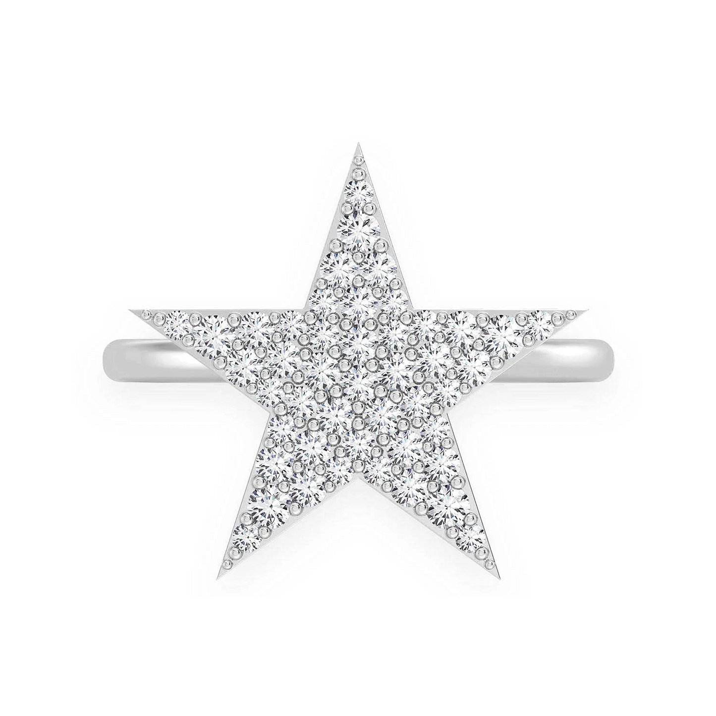 Five Point Star Diamond Ring in 14K white gold, front view