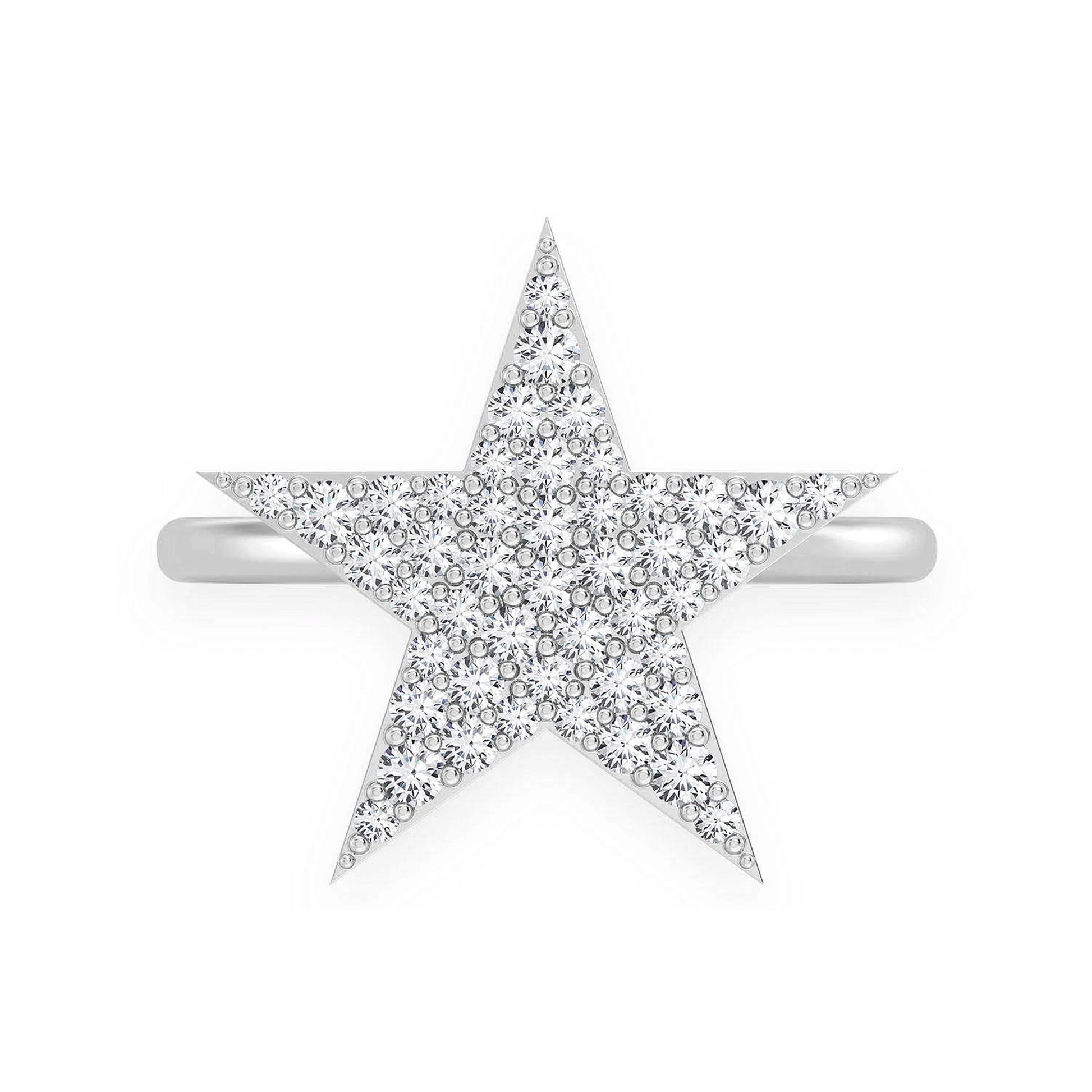 Five Point Star Diamond Ring in 14K white gold, front view