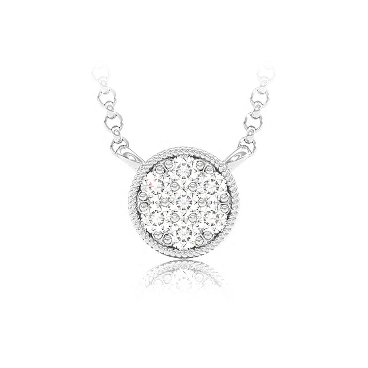 Round Diamond Disc Pendant in 14K white gold, front view