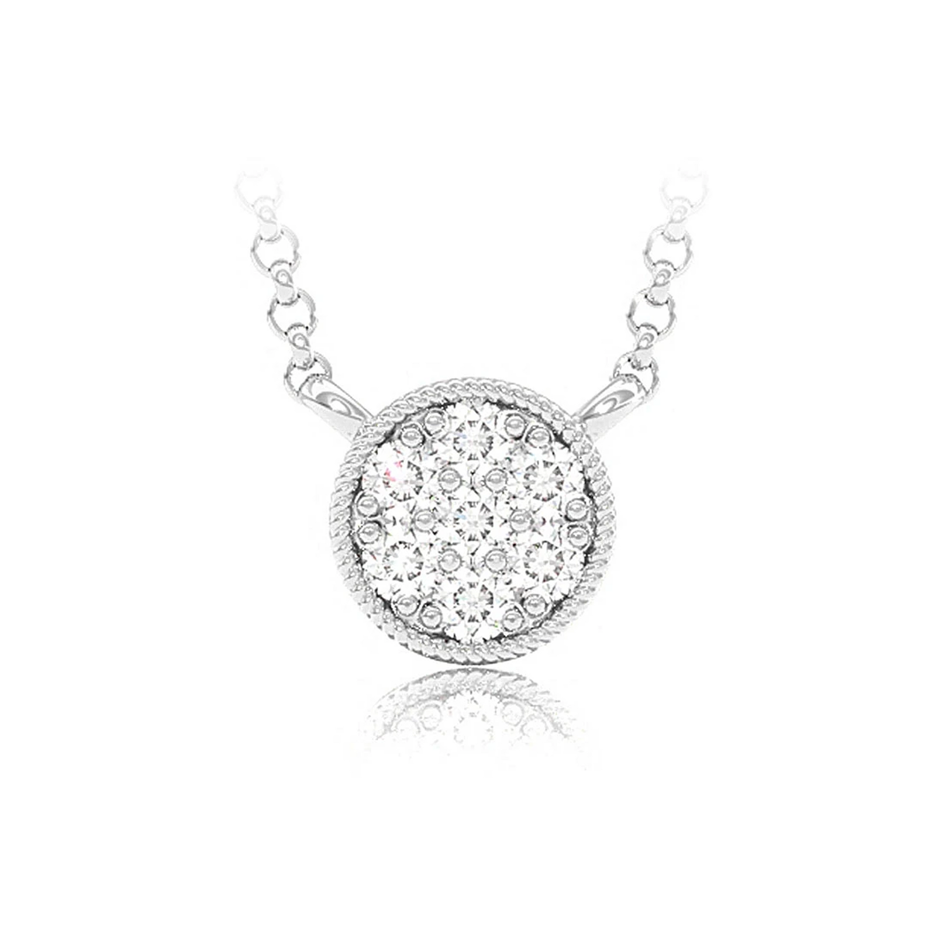 Round Diamond Disc Pendant in 14K white gold, front view