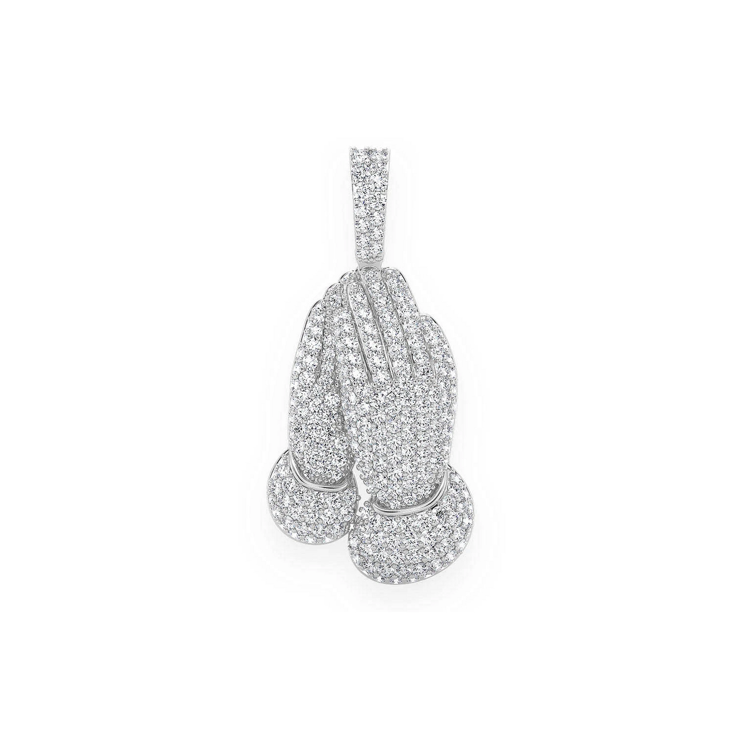 Prayer Hands Pendant in 14K white gold, Entry | 1.50ctw, front view