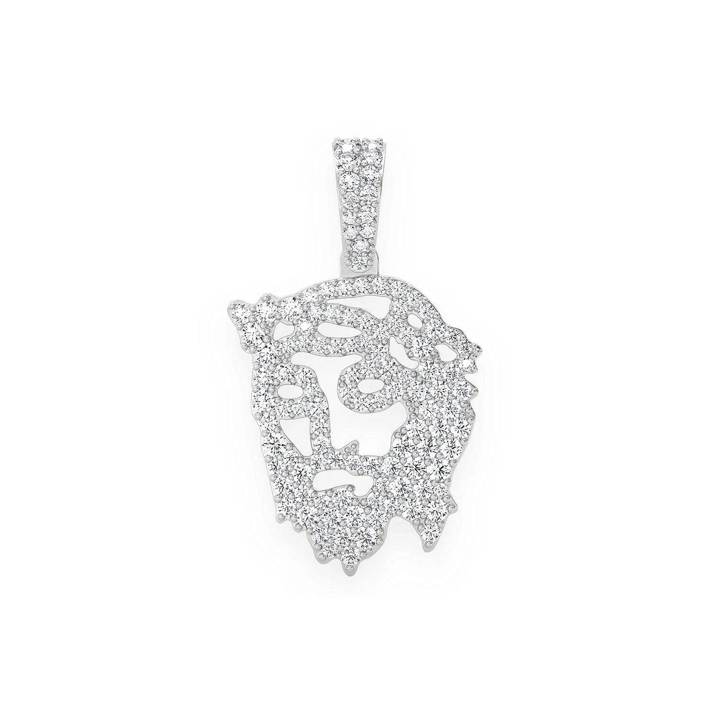 Jesus Silhouette Diamond Pendant in 14K white gold, Standard | 0.65ctw, front view