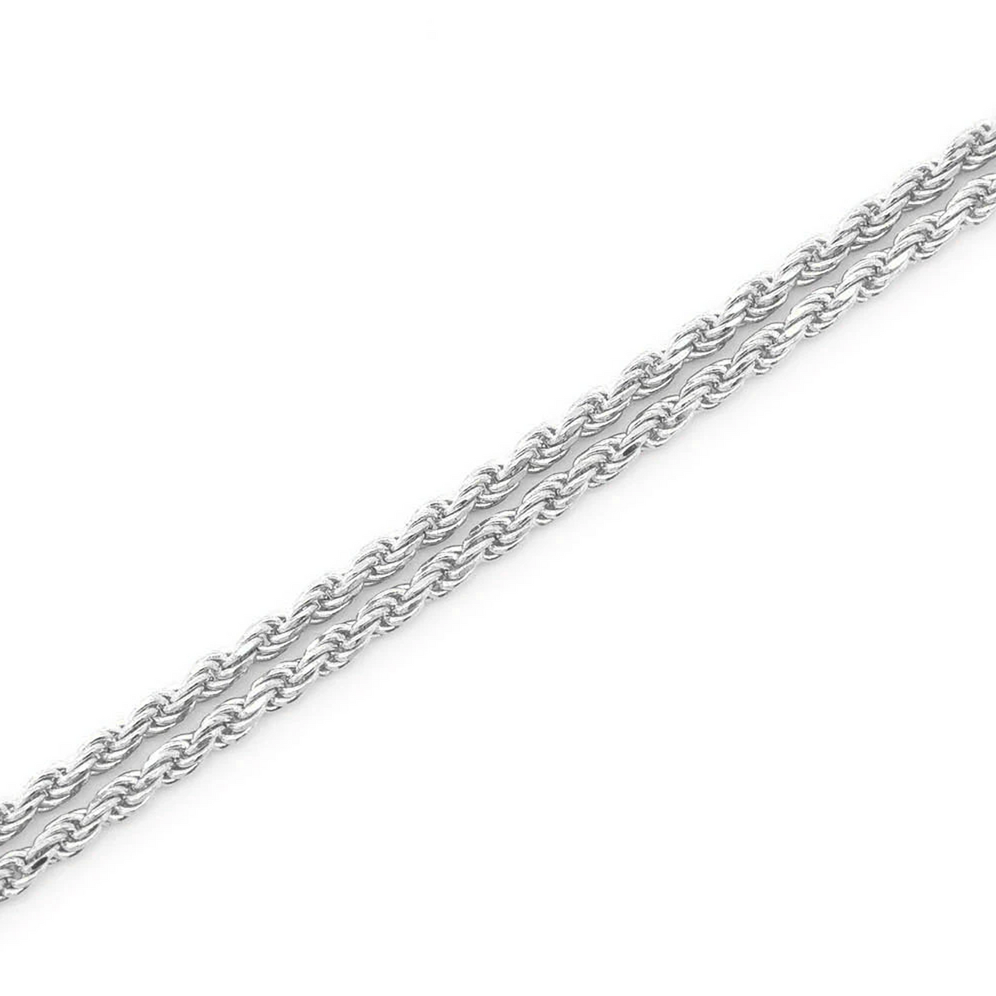 Rope Gold Chain in 14K white gold, 1mm width, detail view