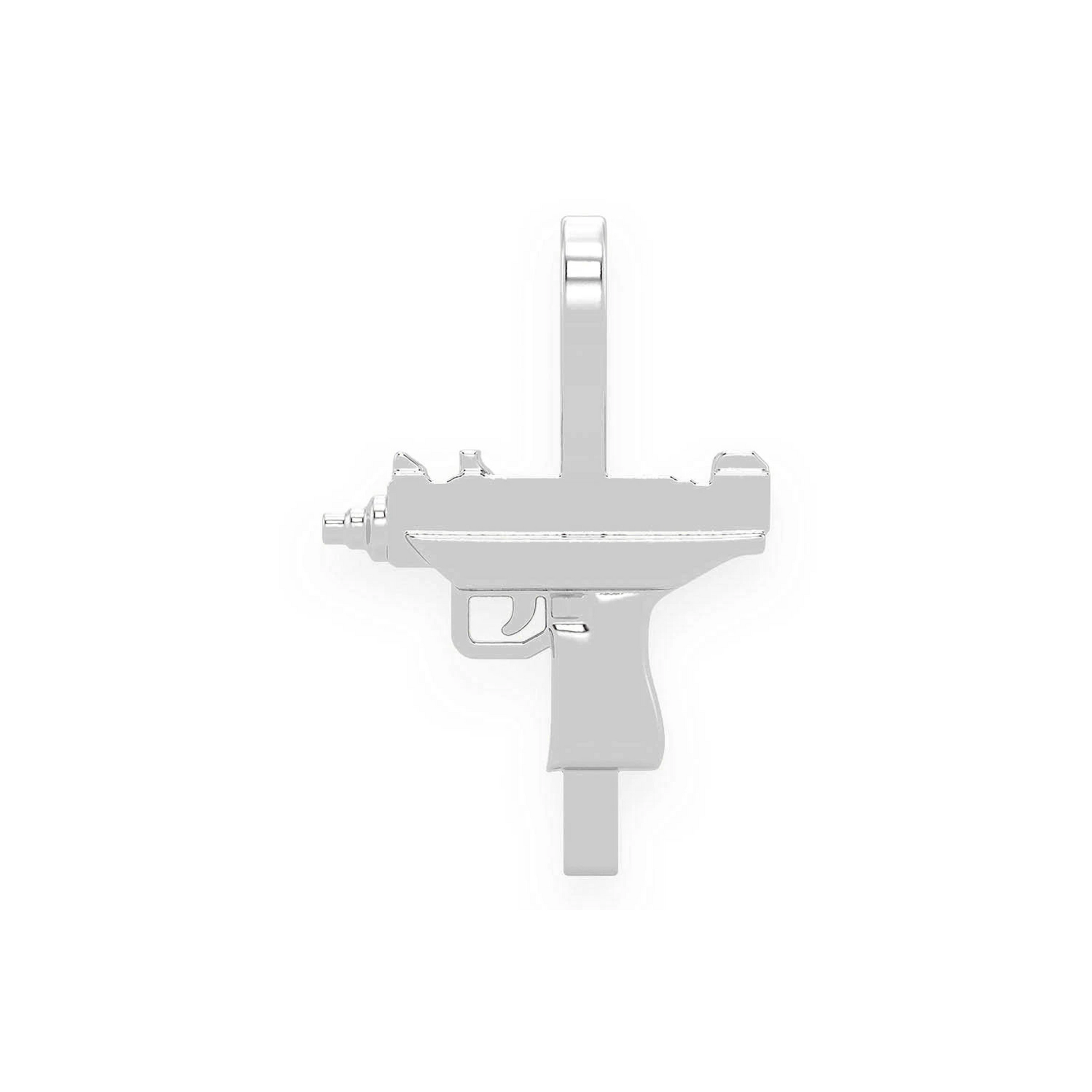 Uzi Diamond Pendant in 14K white gold, Solid Gold, front view