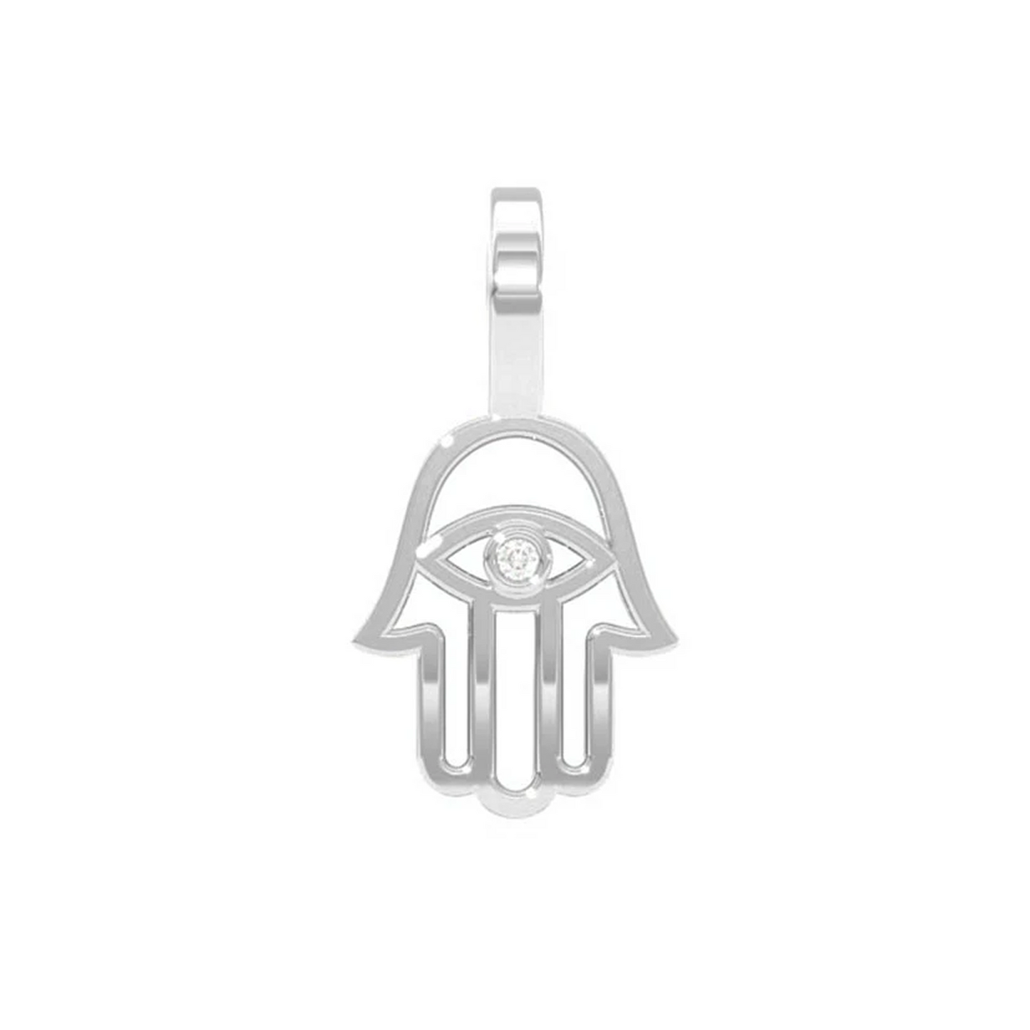 Open Hamsa Pendant in 14K white gold, front view