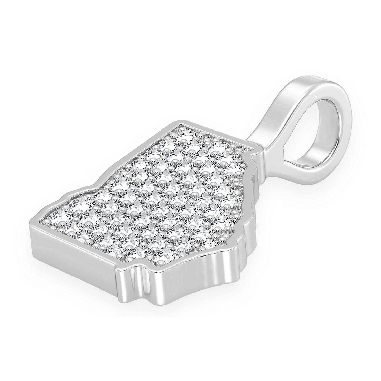 US State Diamond Pendant in 14K white gold, Georgia design, detail view