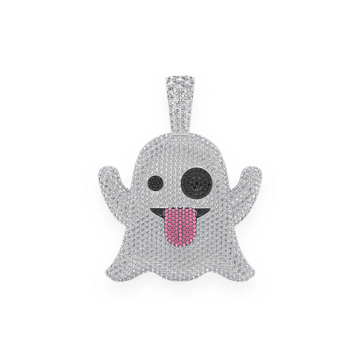 Ghost Ruby & Diamond Pendant in 14K white gold, 8.35ctw, front view