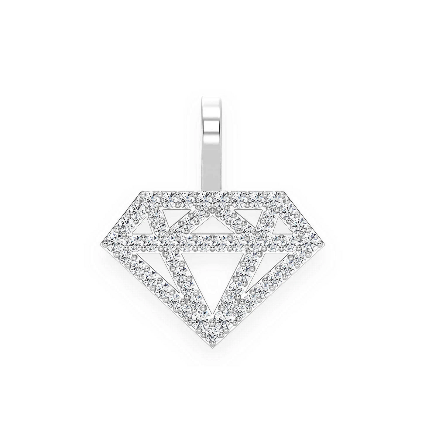 Diamond Silhouette Pendant in 14K white gold, Signature | 0.35ctw, front view