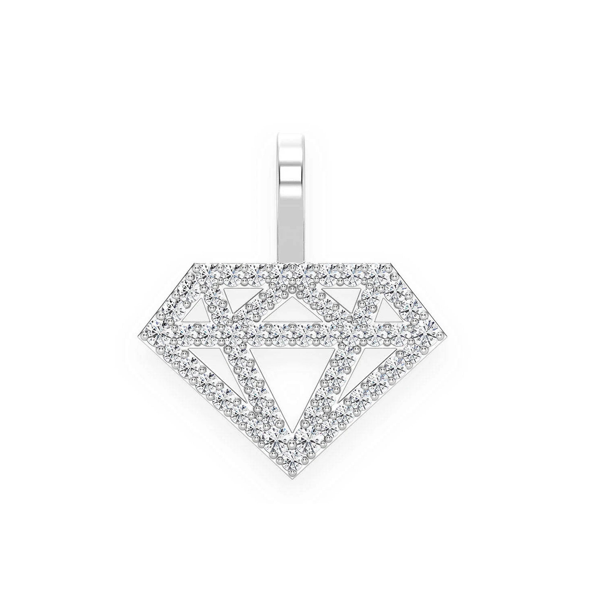 Diamond Silhouette Pendant in 14K white gold, Signature | 0.35ctw, front view