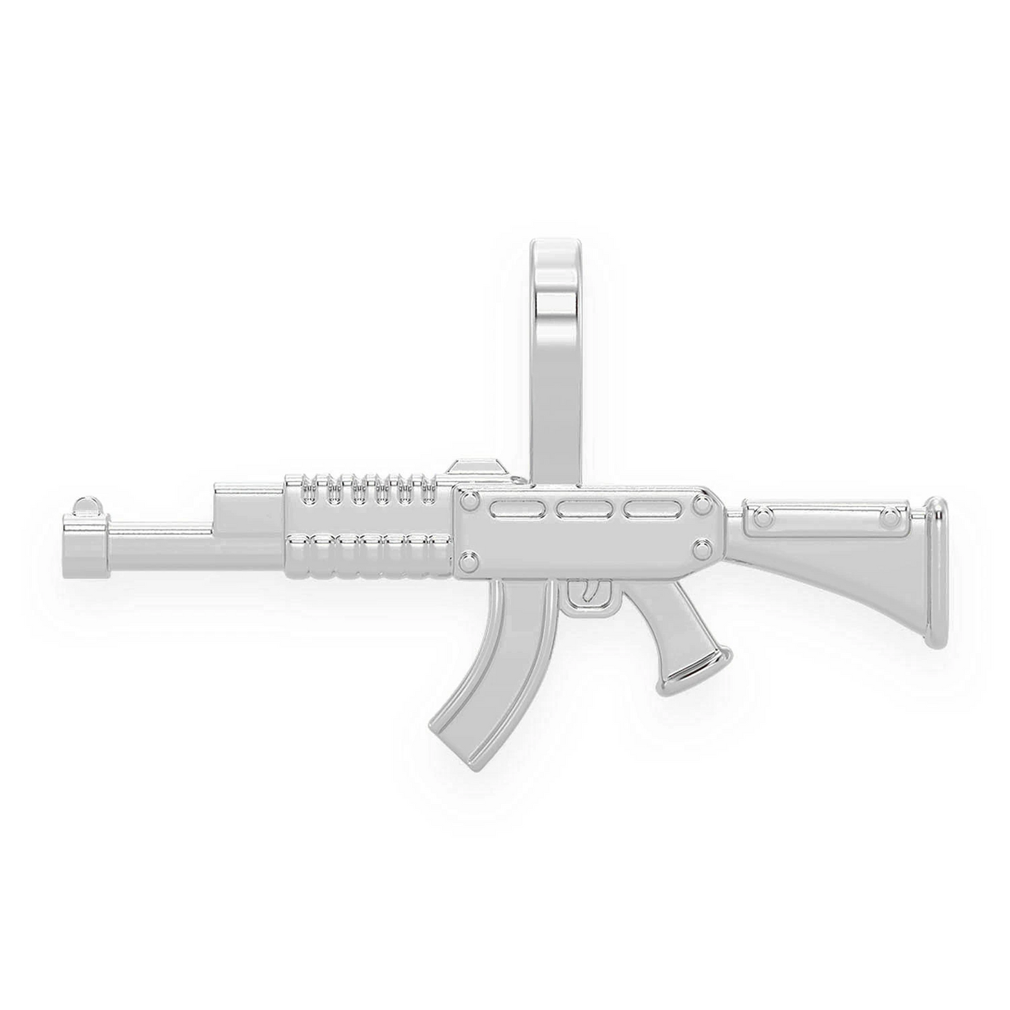 AK47 Draco Diamond Pendant in 14K white gold, Solid Gold, front view