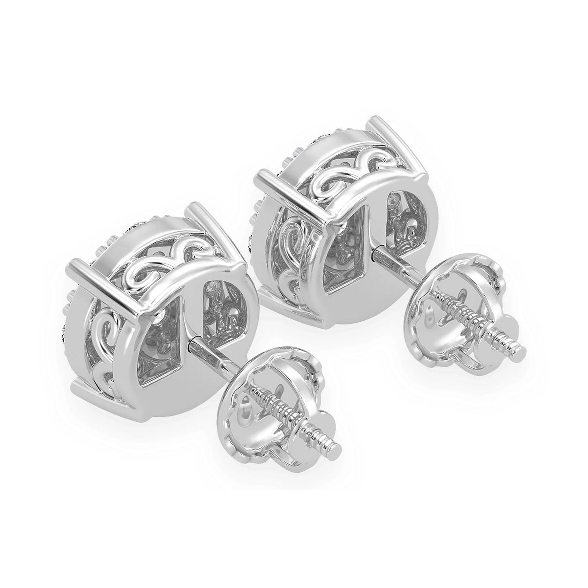 Mosaic Diamond Studs in 14K white gold, 1.50ctw, back view