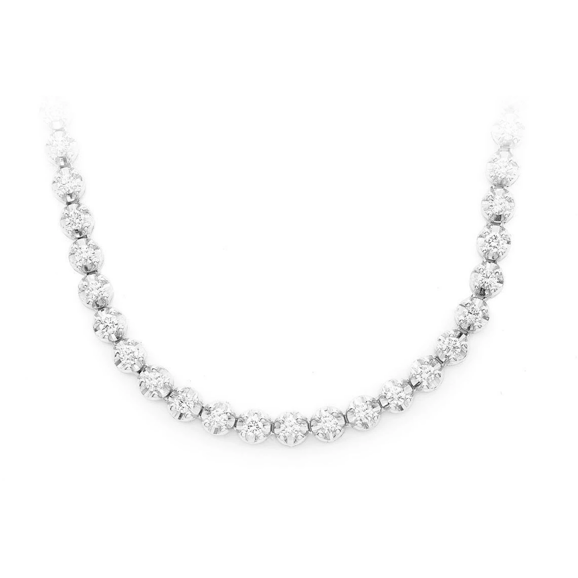 Crown Diamond Tennis Necklace in 14K white gold, 2pt / 3.75ctw, front view