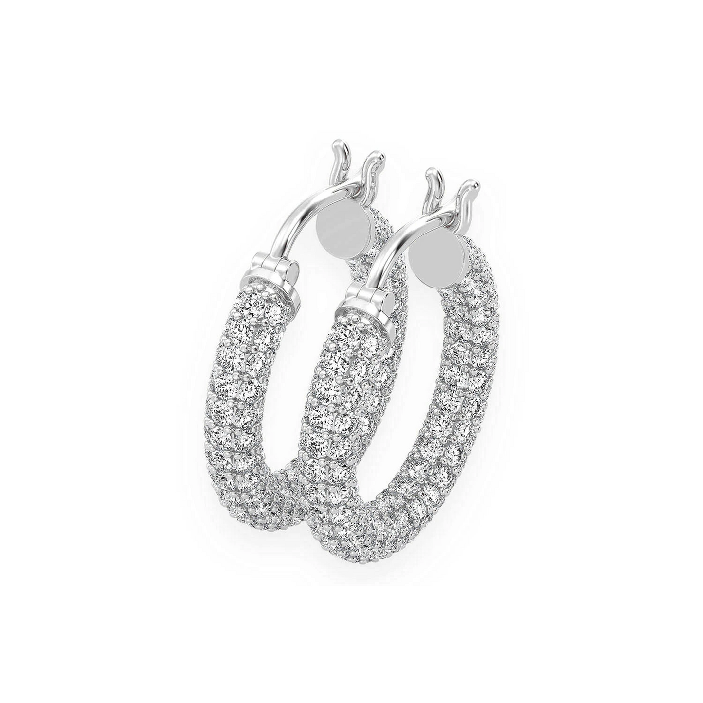 Bubbly Eternity Diamond Hoops in 14K white gold, 3.00ctw, front view