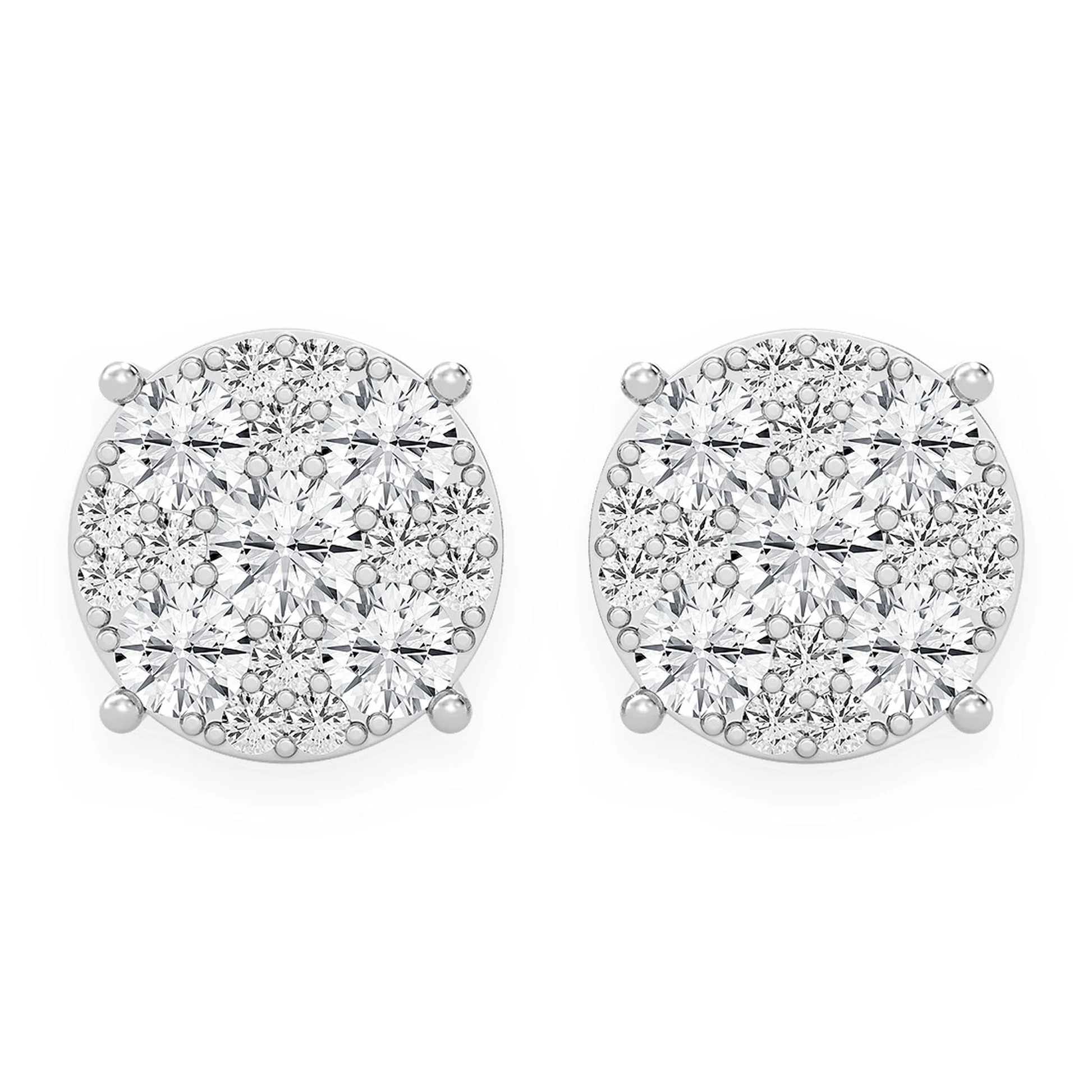 Mosaic Diamond Studs in 14K white gold, 3.00ctw, front view