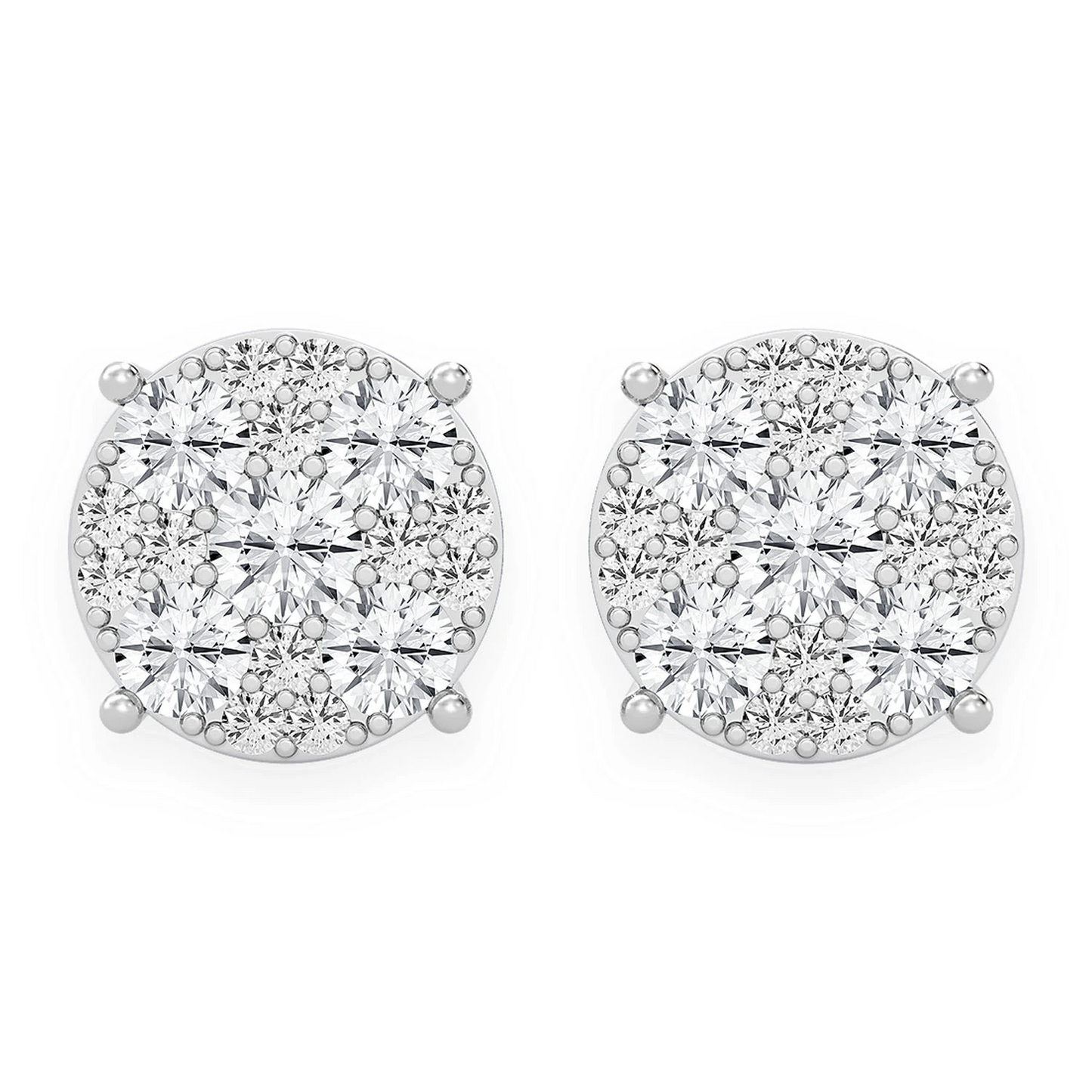 Mosaic Diamond Studs in 14K white gold, 4.00ctw, front view