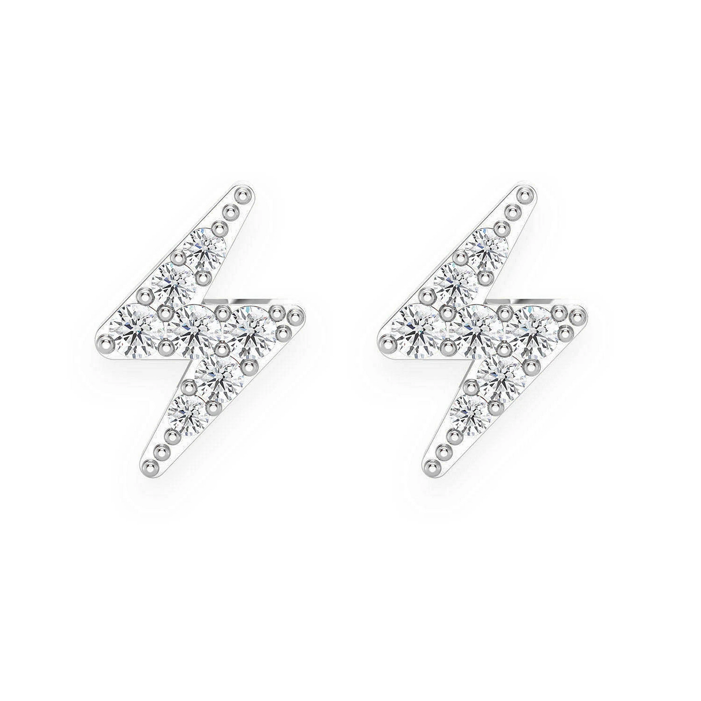 Lightning Diamond Studs in 14K white gold, Mini, front view