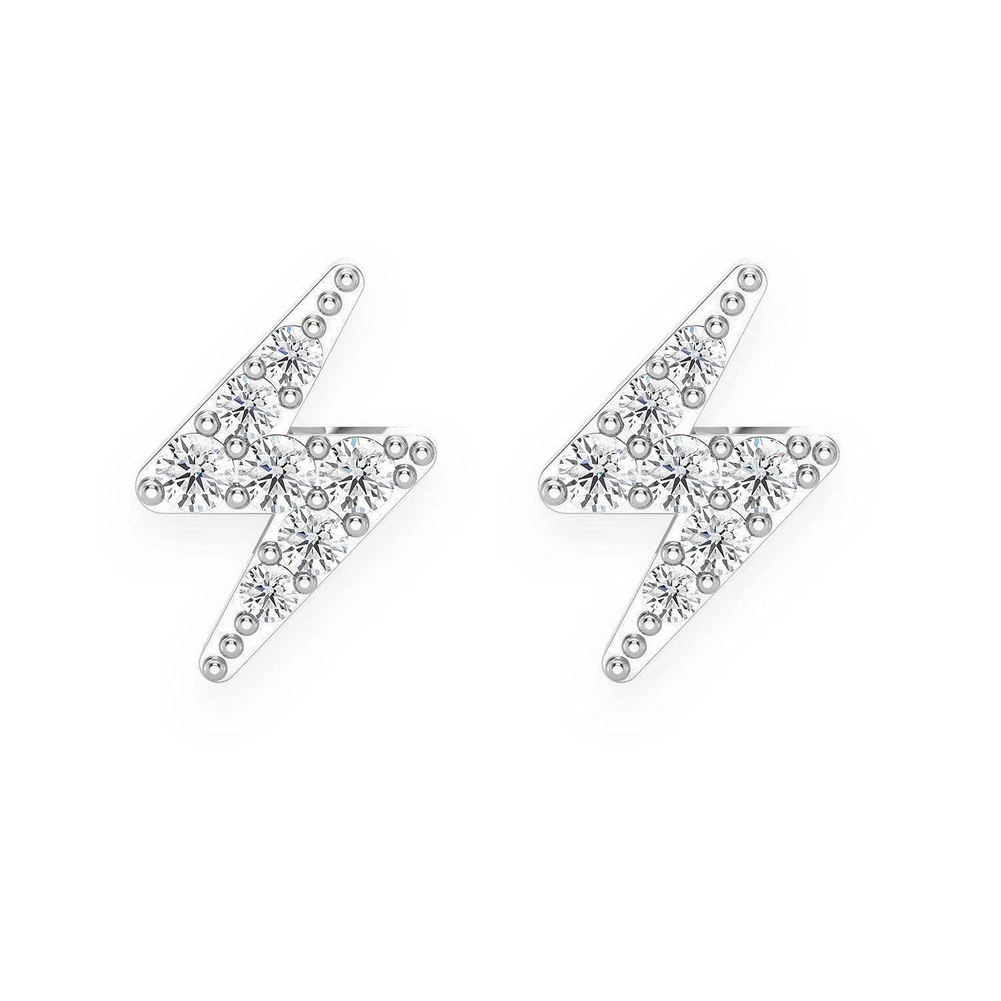 Lightning Diamond Studs in 14K white gold, Mini, front view