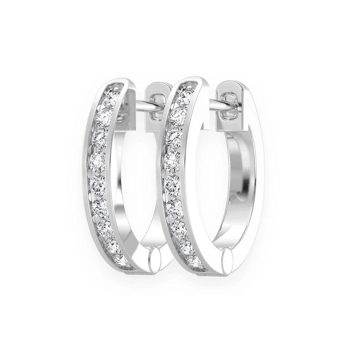 One Row Diamond Huggies in 14K white gold, 0.10ctw, front view