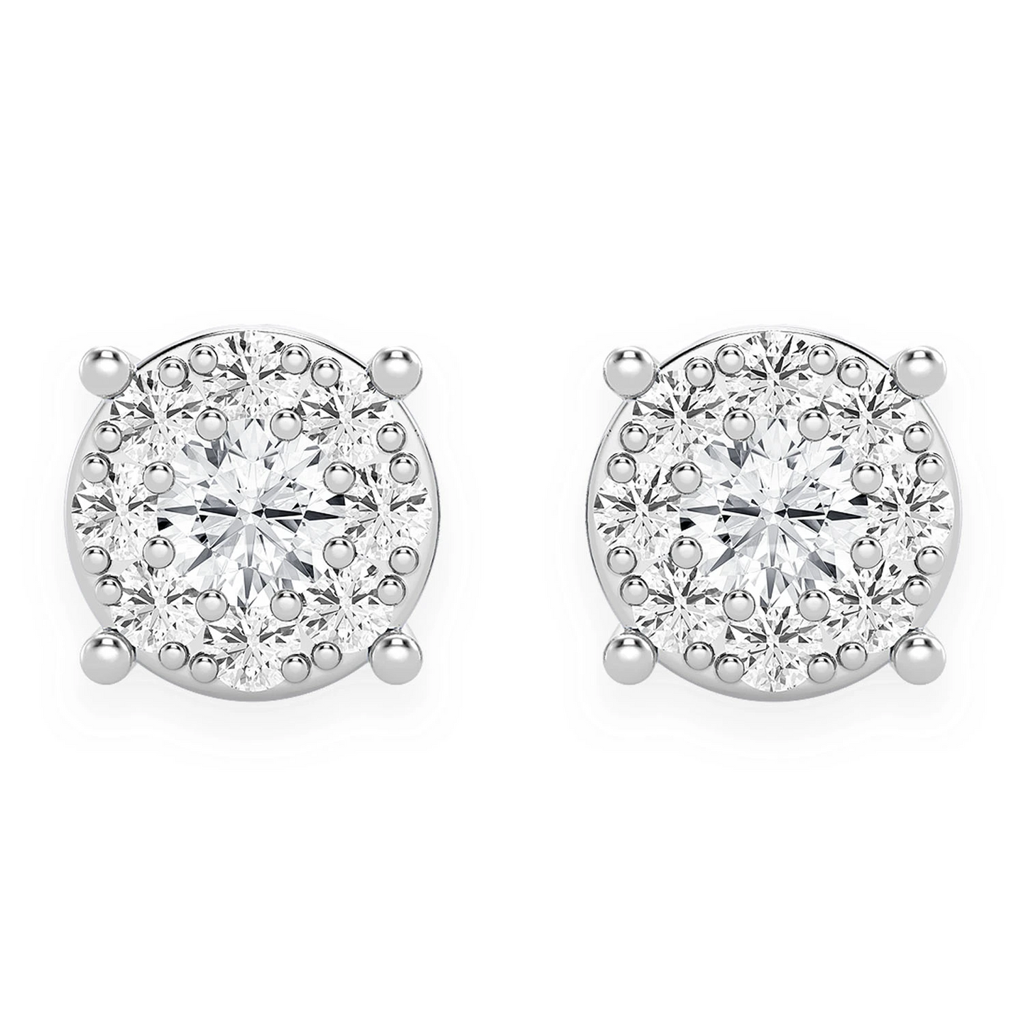 Mosaic Diamond Studs in 14K white gold, 0.25ctw, front view
