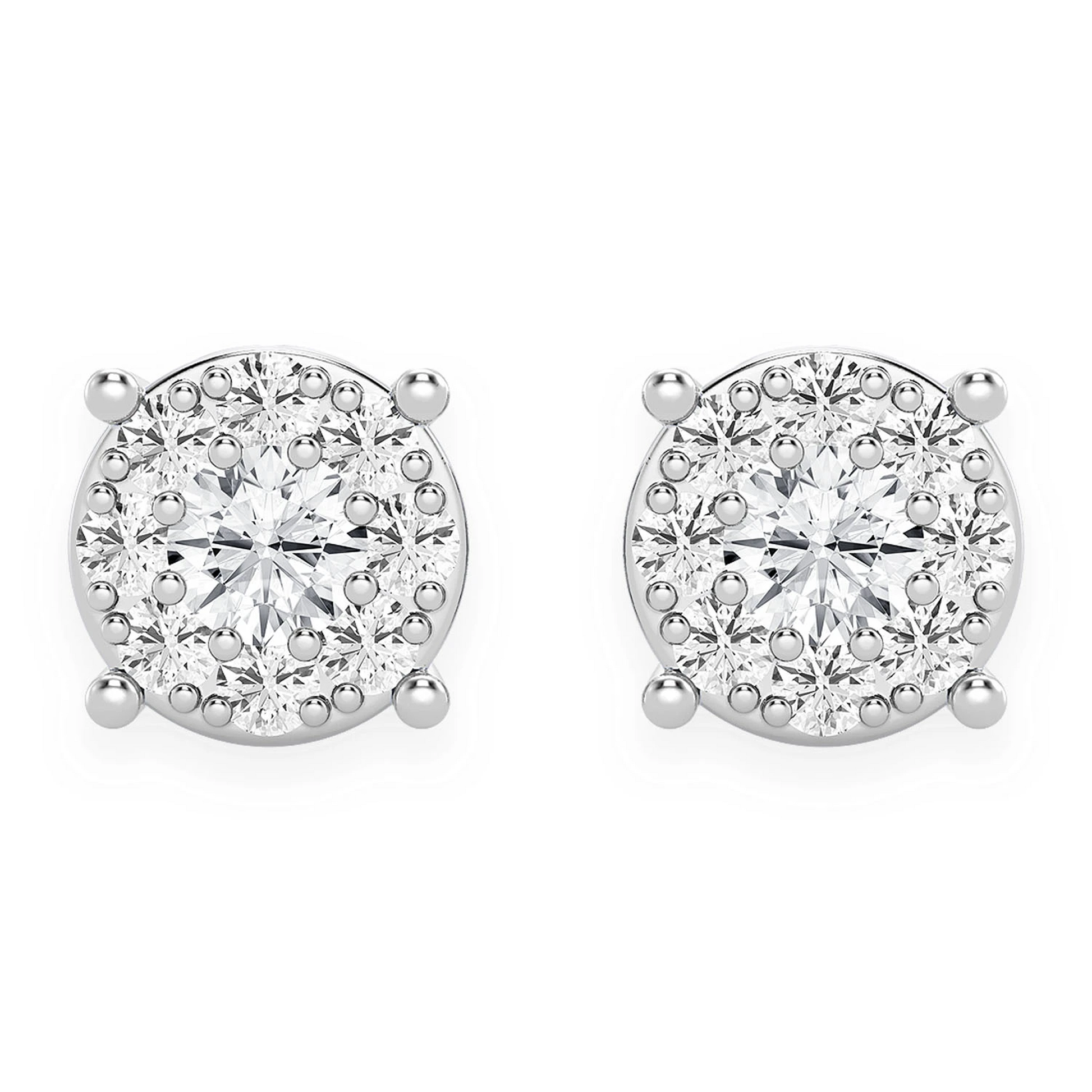 Mosaic Diamond Studs in 14K white gold, 0.25ctw, front view