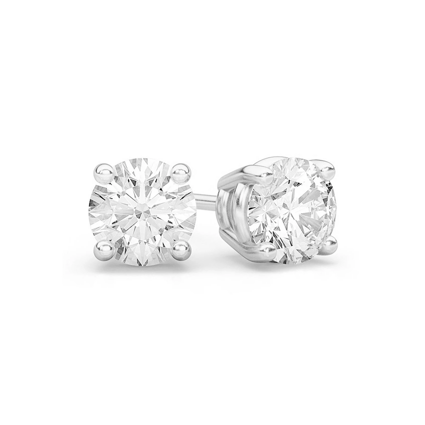 Solitaire Diamond Studs in 14K white gold, 0.66ctw, front view