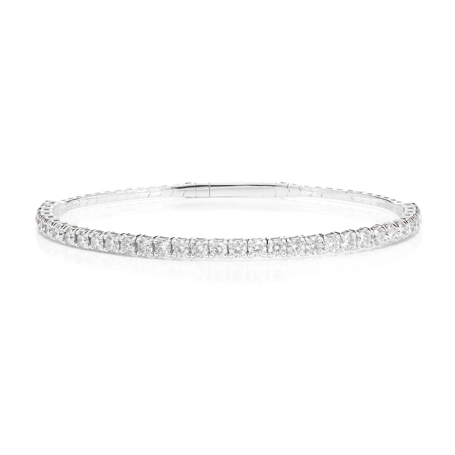Prong Diamond Flex Bangle in 14K white gold, 8pt / 2.90ctw, front view