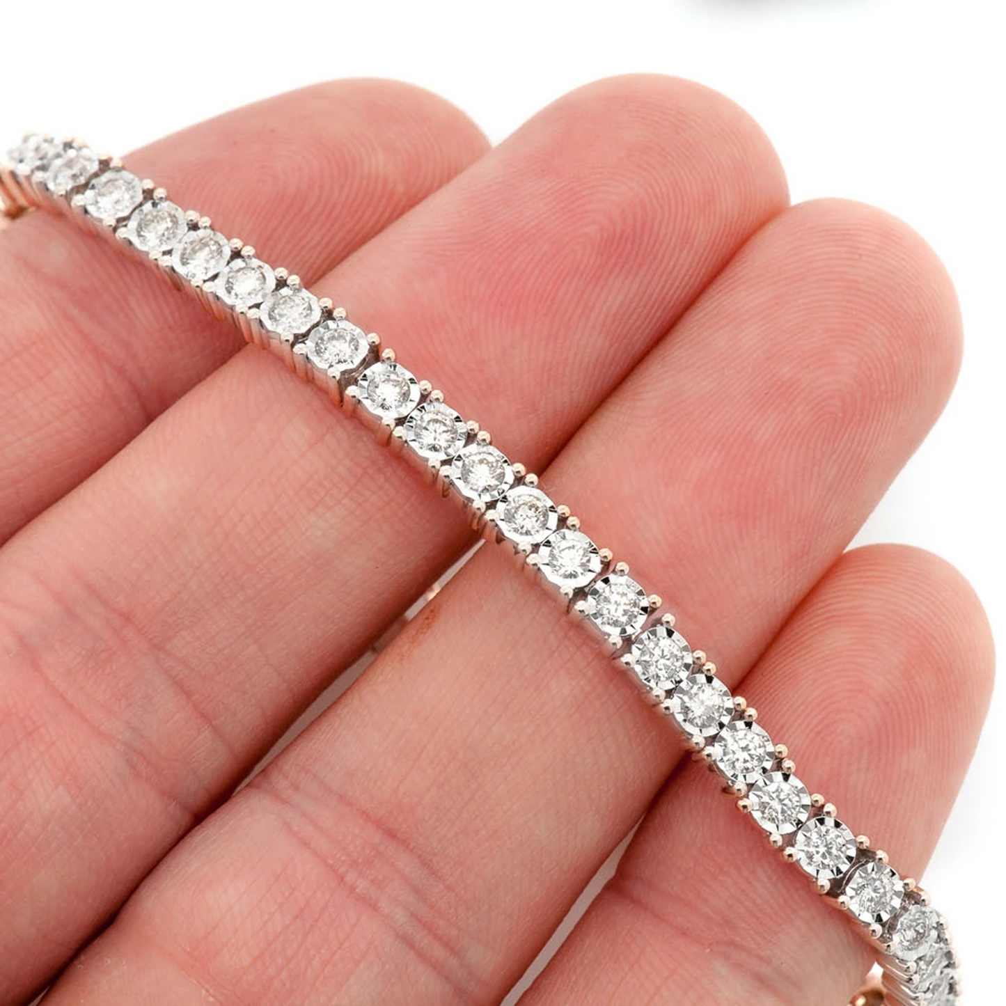 Miracle Diamond Tennis Bracelet in 14K white gold, 9pt / 4.50ctw, worn view