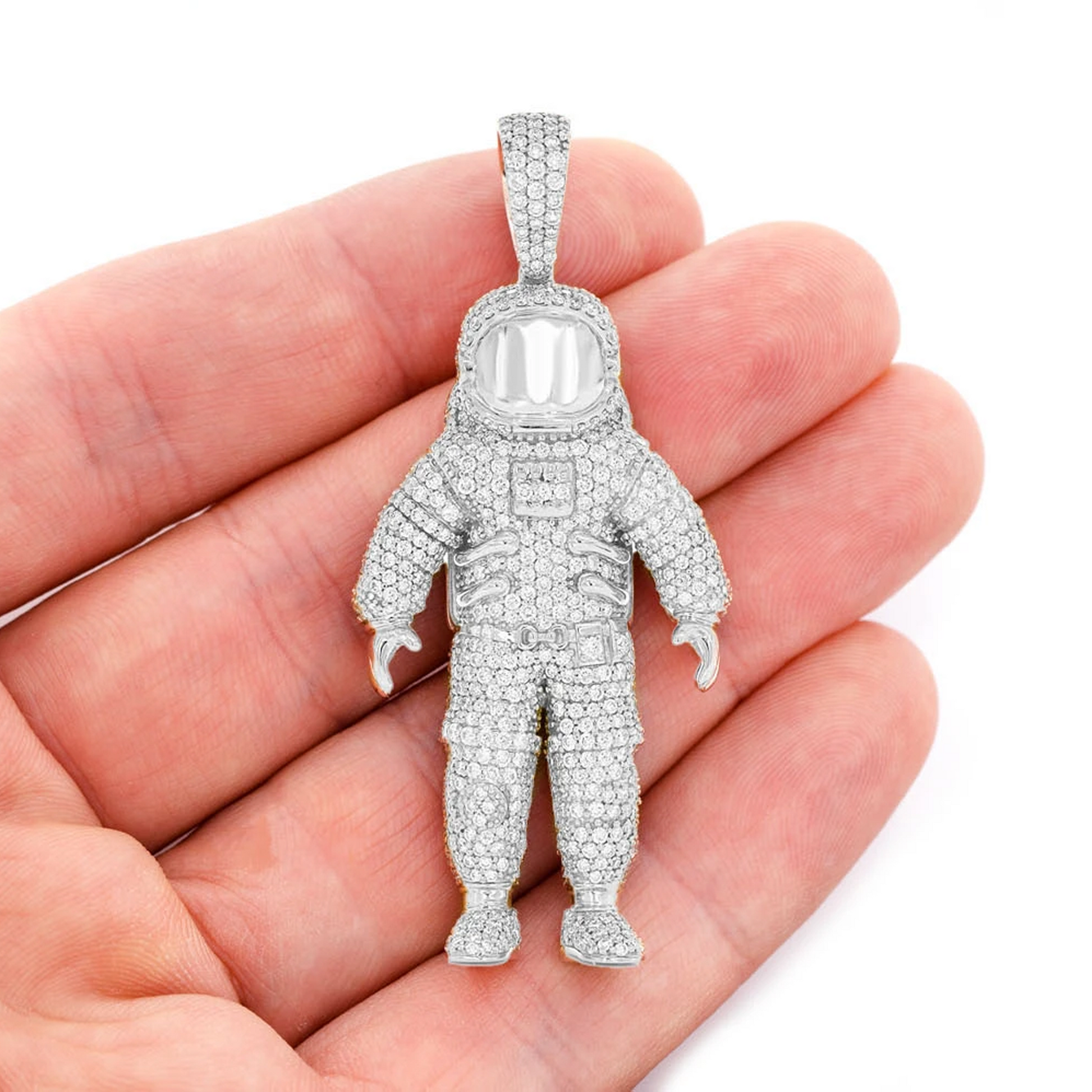 Astronaut Diamond Pendant in 14K white gold, Signature | 1.00ctw, angled view