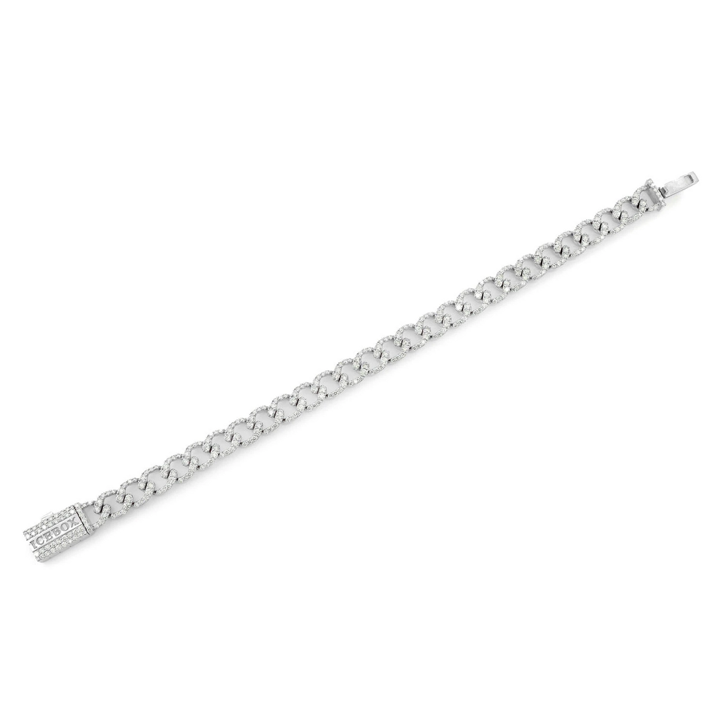 Elongated Cuban Diamond Bracelet in 14K white gold, 8mm / 6.25ctw width, full-length view