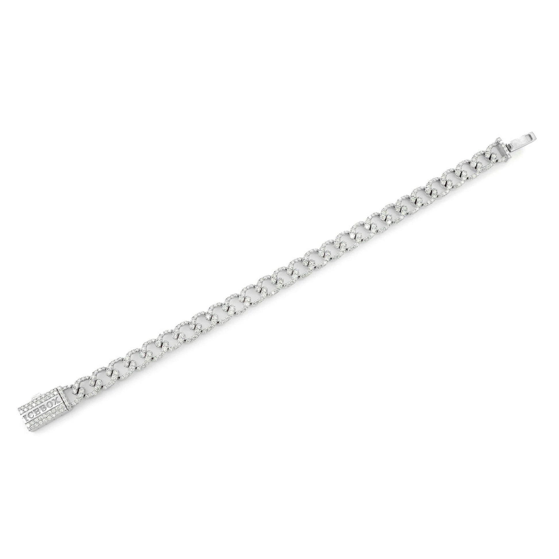 Elongated Cuban Diamond Bracelet in 14K white gold, 8mm / 6.25ctw width, full-length view
