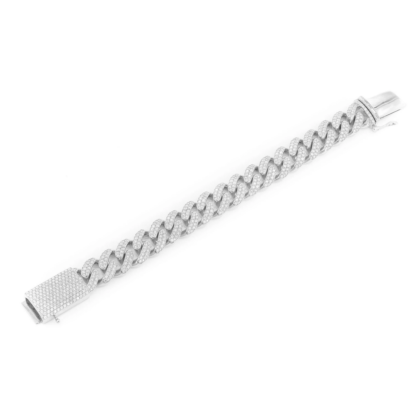 Miami Cuban Diamond Bracelet in 14K white gold, 16mm / 12.25ctw width, full-length view