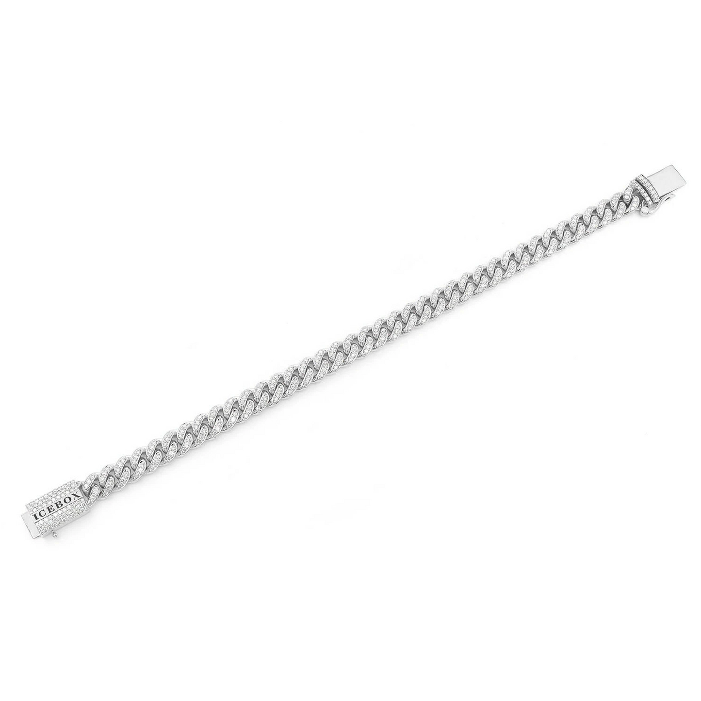 Miami Cuban Diamond Bracelet in 14K white gold, 8mm /4.00ctw width, full-length view