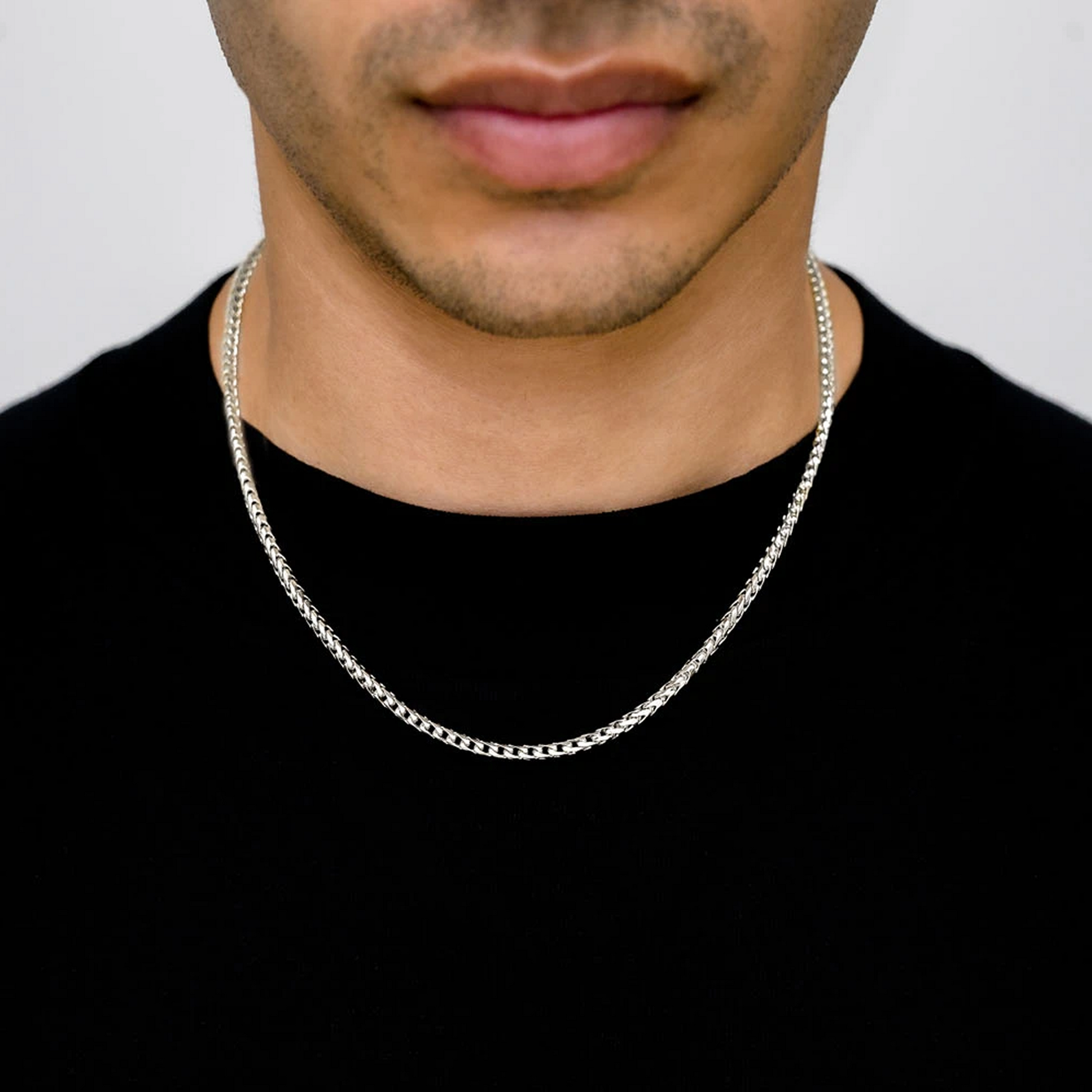 Franco Gold Chain in 14K white gold, 3mm width, alternate view