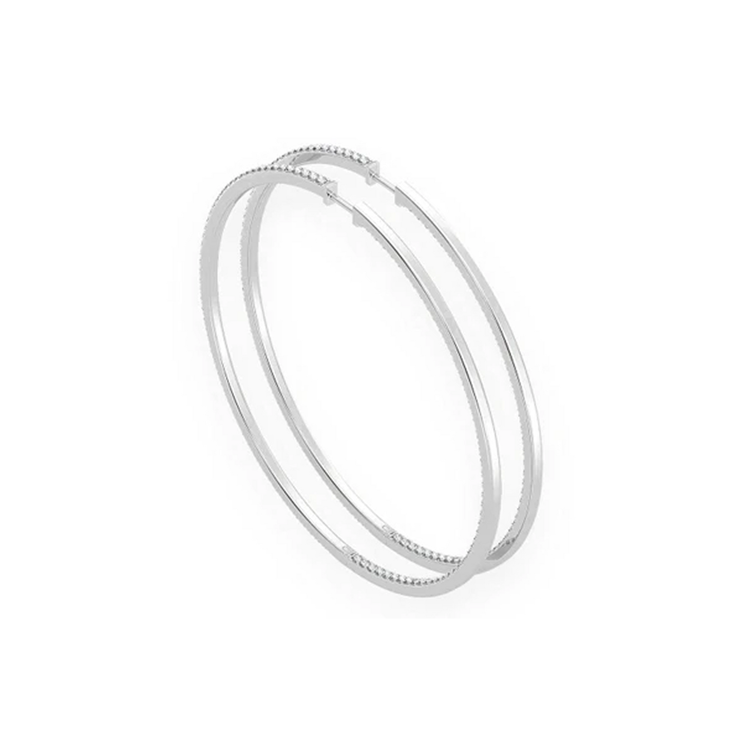 Large Inside-Out Diamond Hoop Earrings in 14K white gold, 6.25ctw, side view
