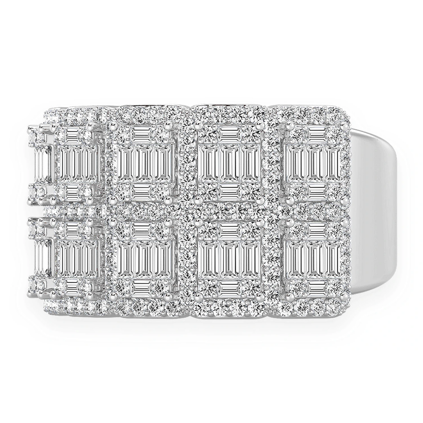 Baguette Border Diamond Ring in 14K white gold, side view