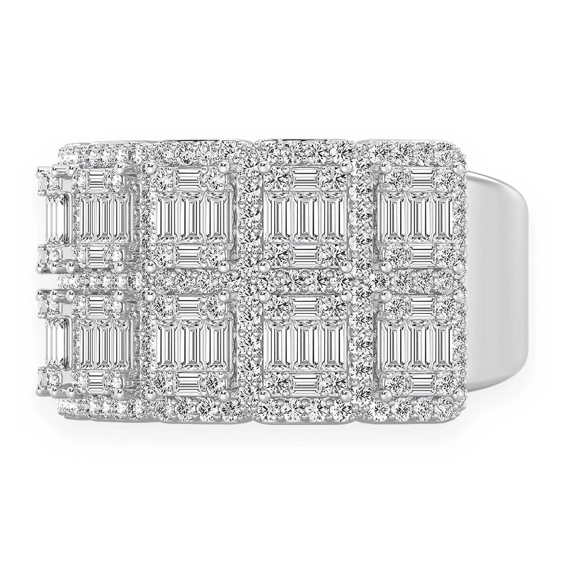 Baguette Border Diamond Ring in 14K white gold, side view