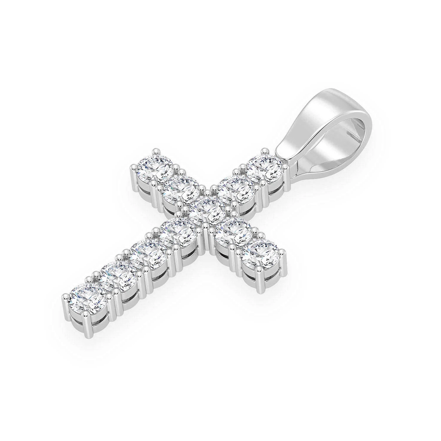 Signature Diamond Cross in 14K white gold, Extra Large / 3.75 ctw, side view