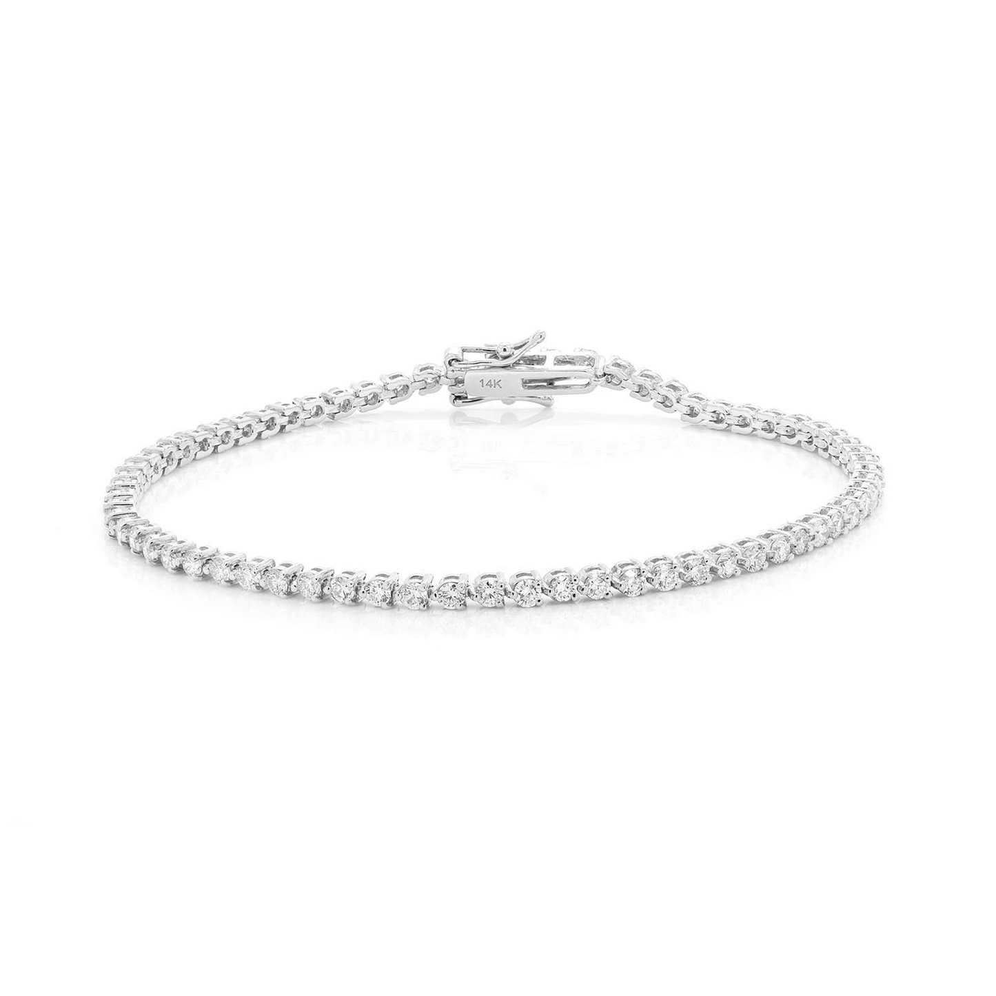 Prong Diamond Tennis Bracelet in 14K white gold, 3pt / 2.50ctw, front view