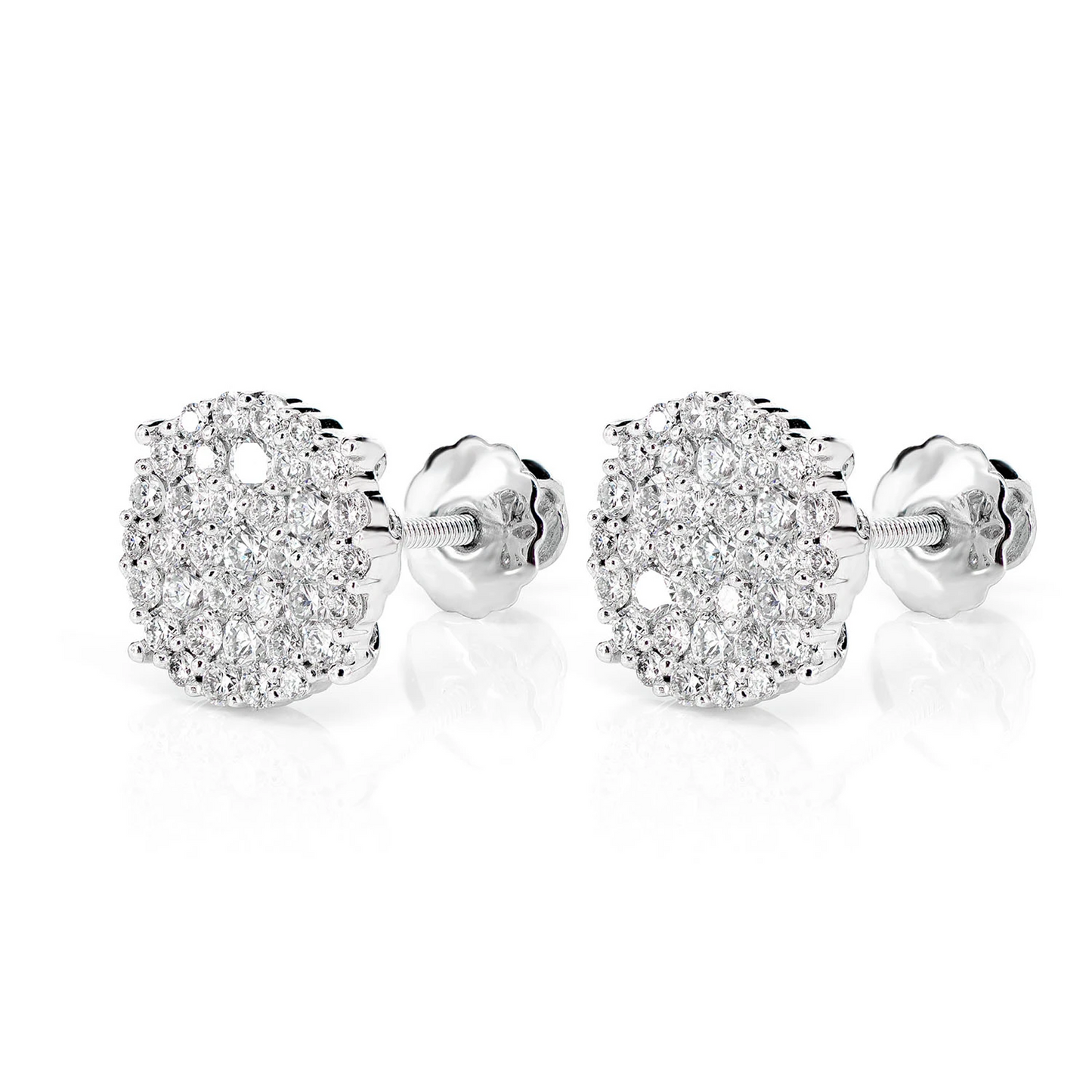 Disc Cluster Diamond Studs in 14K white gold, detail view