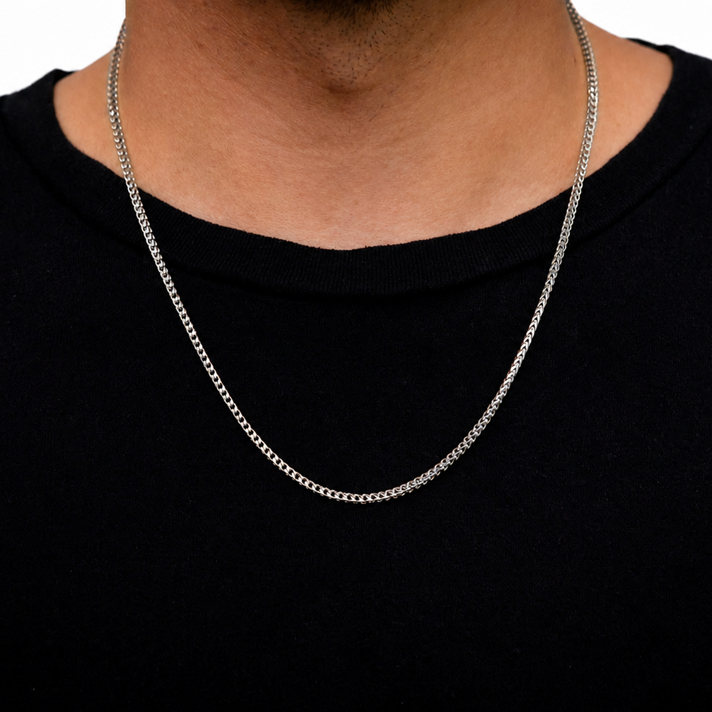 Franco Gold Chain in 14K white gold, 2mm width, alternate view