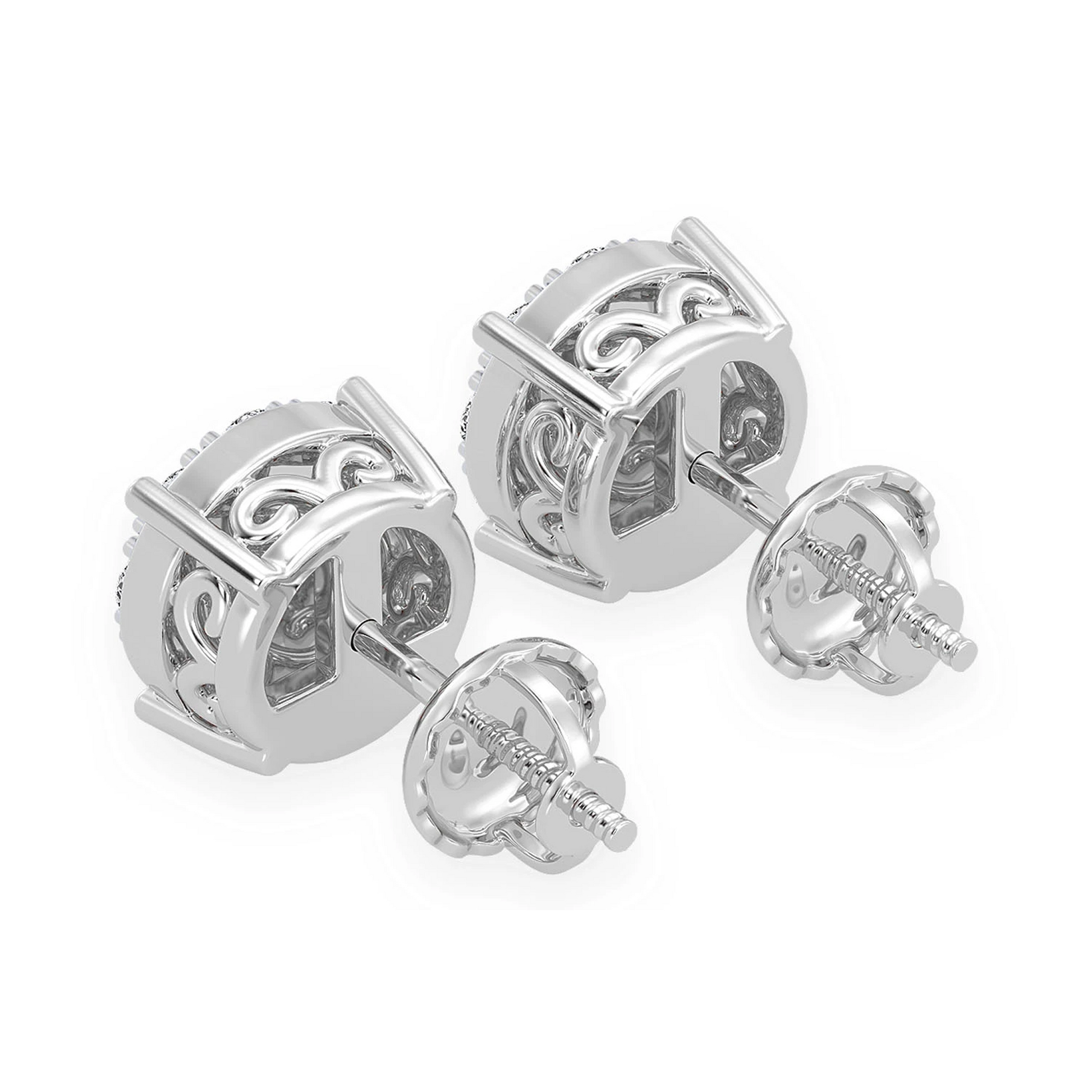 Mosaic Diamond Studs in 14K white gold, 0.75ctw, back view