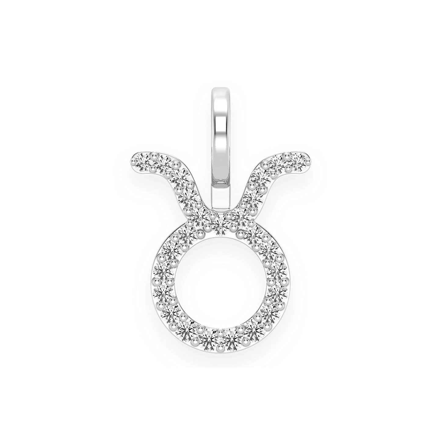 Astrology Zodiac Diamond Pendant in 14K white gold, Taurus design, front view