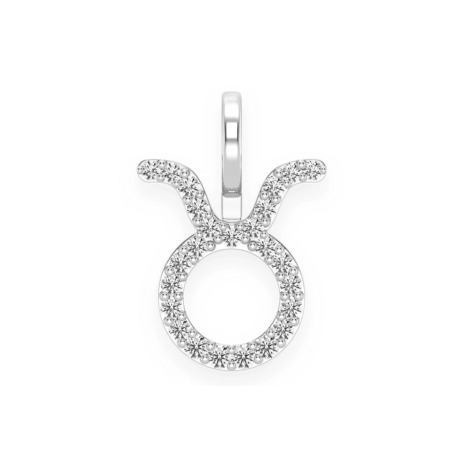Astrology Zodiac Diamond Pendant in 14K white gold, Taurus design, front view