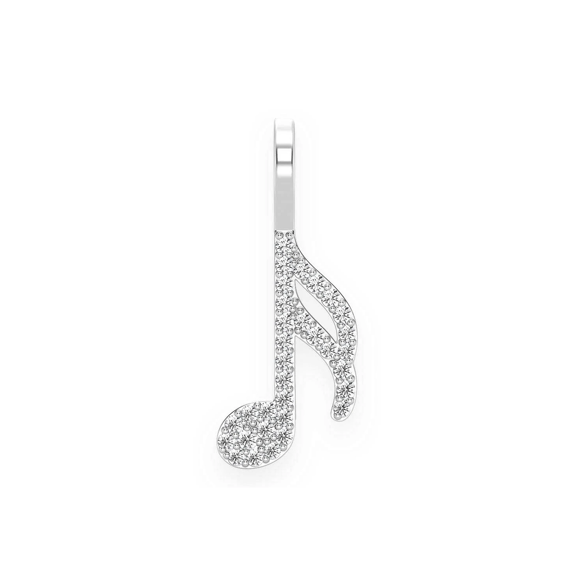 Semiquaver Music Note Diamond Pendant in 14K white gold, Entry | 0.15ctw, front view