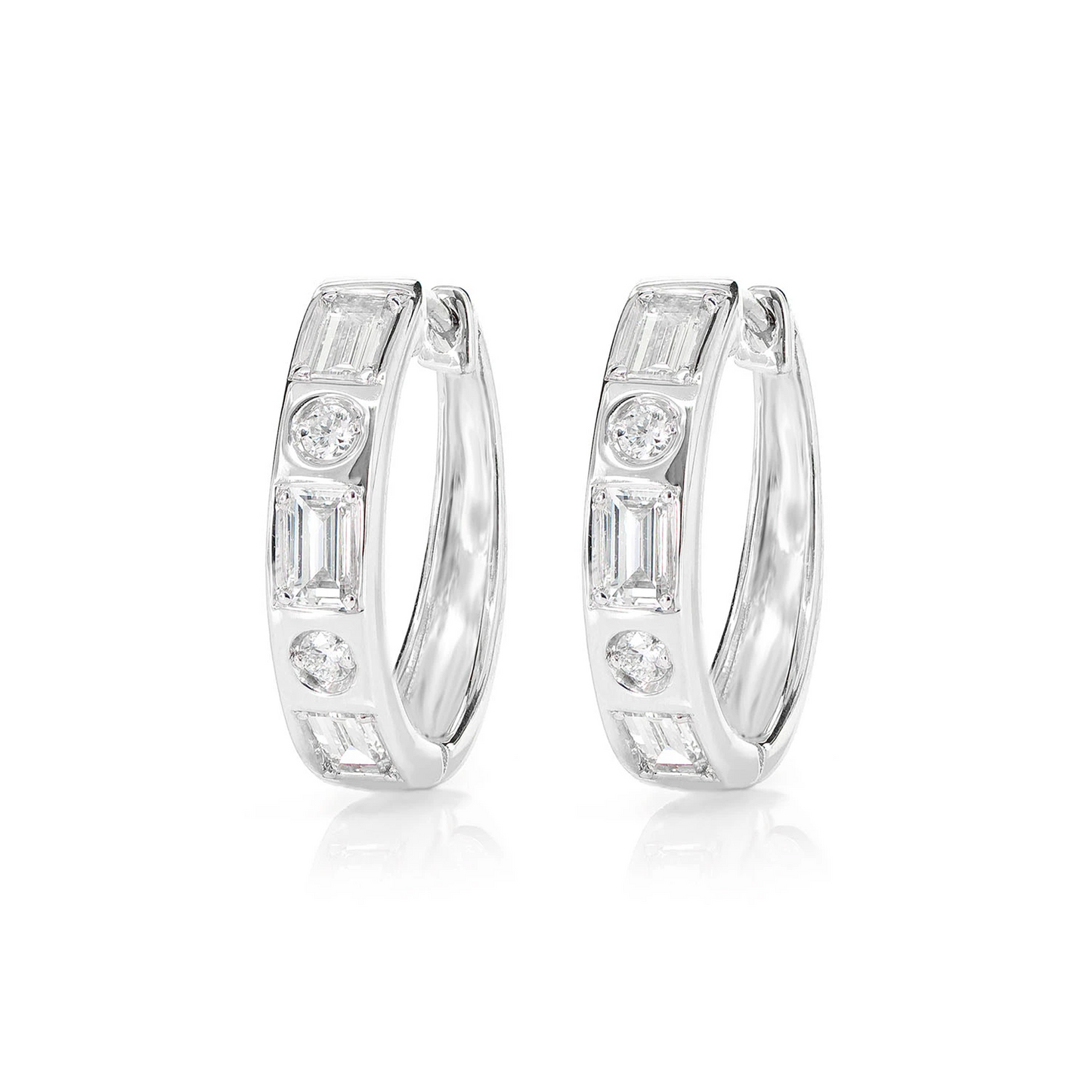 Gypsy Set Baguette Diamond Hoop Earrings